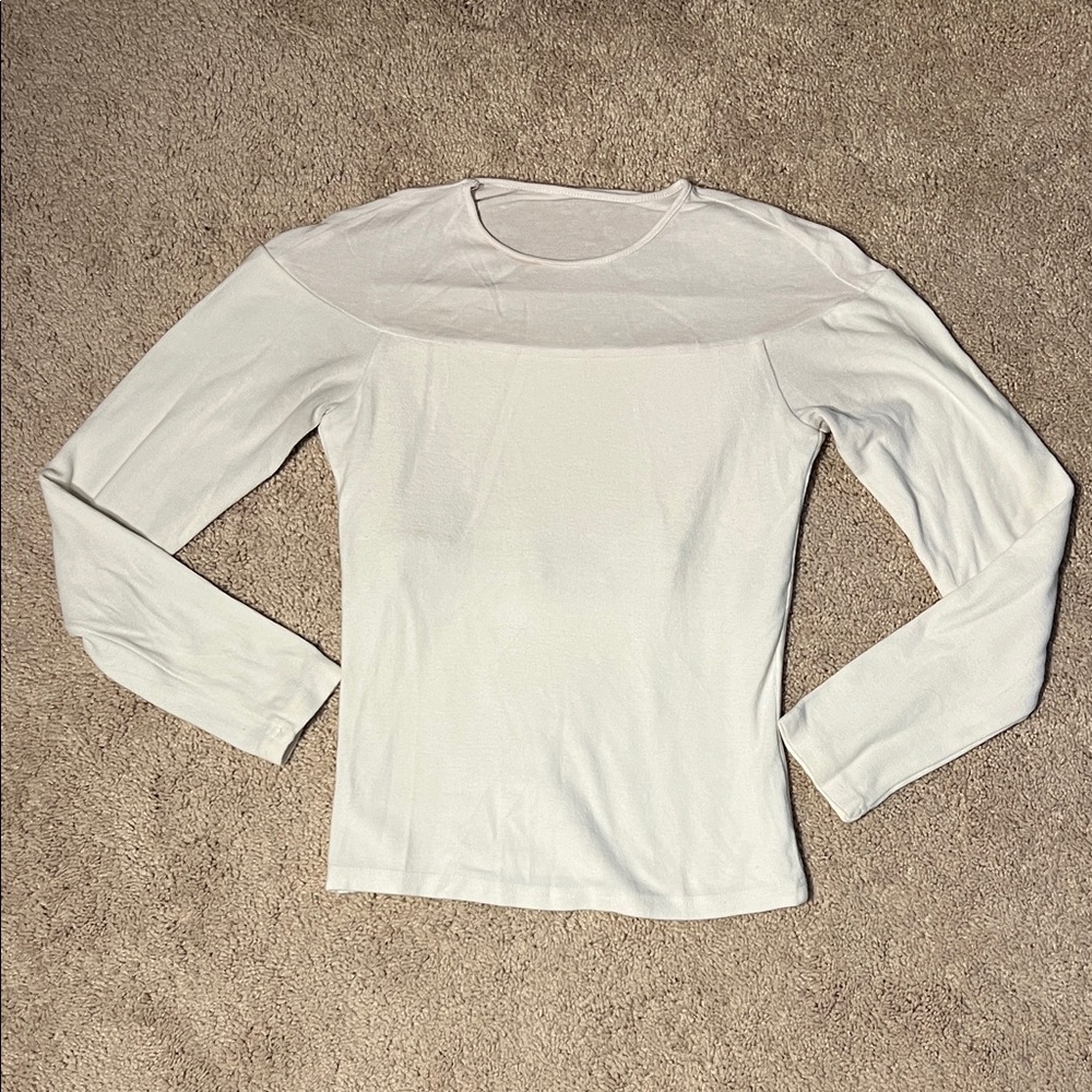 OGL Cream Long-Sleeve Scoop Neck Top